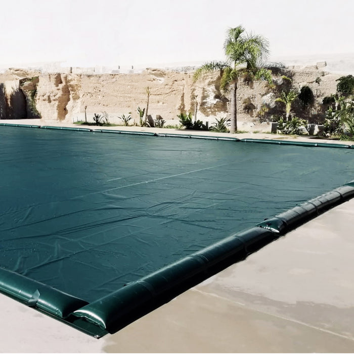 Telo Copertura Piscina 4x6m in PVC 600gr/mq Verde Protezione Antifoglie Solo Rinforzato Sicurezza Bambini & Antiraggi UV