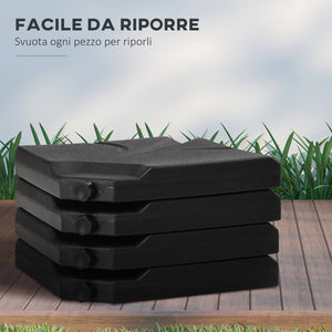 Base per Ombrellone da Giardino 103x103x8,3 cm 72 Kg Riempibile con Acqua o Sabbia in HDPE Nero