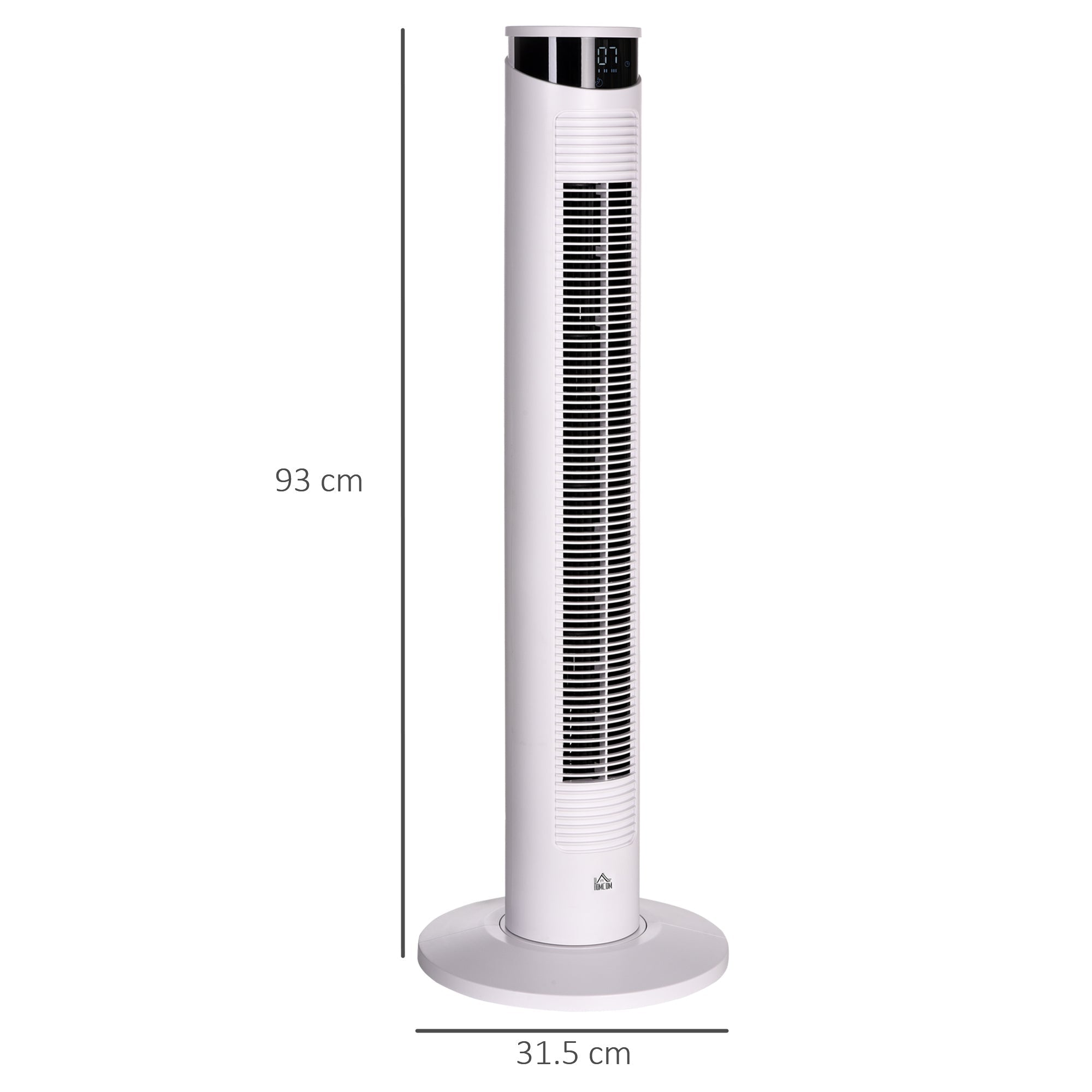 Ventilatore a Torre 45W a 4 Modalità e 3 Velocità con Timer da 12h Ø31.5x93 cm in ABS e Alluminio Bianco