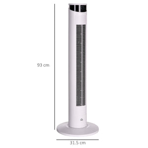 Ventilatore a Torre 45W a 4 Modalità e 3 Velocità con Timer da 12h Ø31.5x93 cm in ABS e Alluminio Bianco