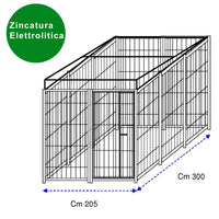 Recinto per cani 3x2 metri con predisposizione alla copertura con zincatura elettrolitica