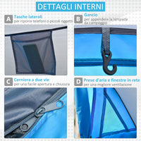 Tenda da Campeggio a Cupola con 2 Finestre e Design Pop-Up a Igloo 220x108x110 cm in Poliestere Blu