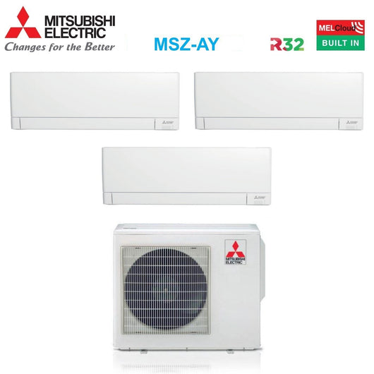 Climatizzatore Condizionatore Mitsubishi Electric Trial Split Inverter Linea Plus serie MSZ-AY 9+12+12 btu con MXZ-3F68VF Wi-Fi Integrato R-32 9000+12000+12000