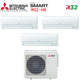 Climatizzatore Condizionatore Trial Split Mitsubishi Electric serie SMART MSZ HR 9000+12000+12000 con MXZ-3HA50VF Wi-Fi Optional 9+12+12 - NOVITA' Gas R-32