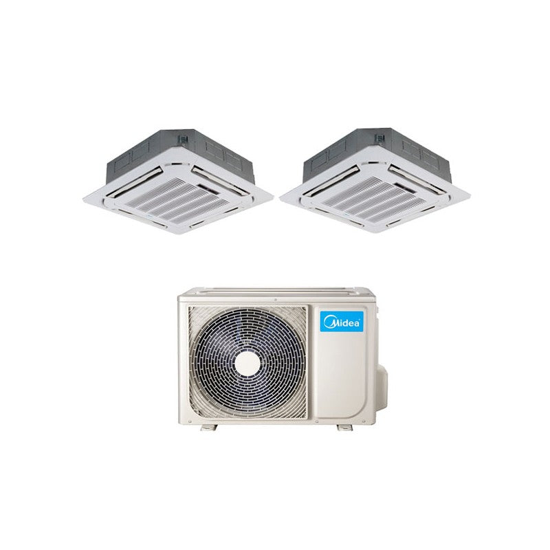 Climatizzatore Condizionatore a Cassetta a 4 vie Dual Split Inverter Midea 12+12 con M20-18FN8-Q R-32 Wi-Fi Optional 12000+12000