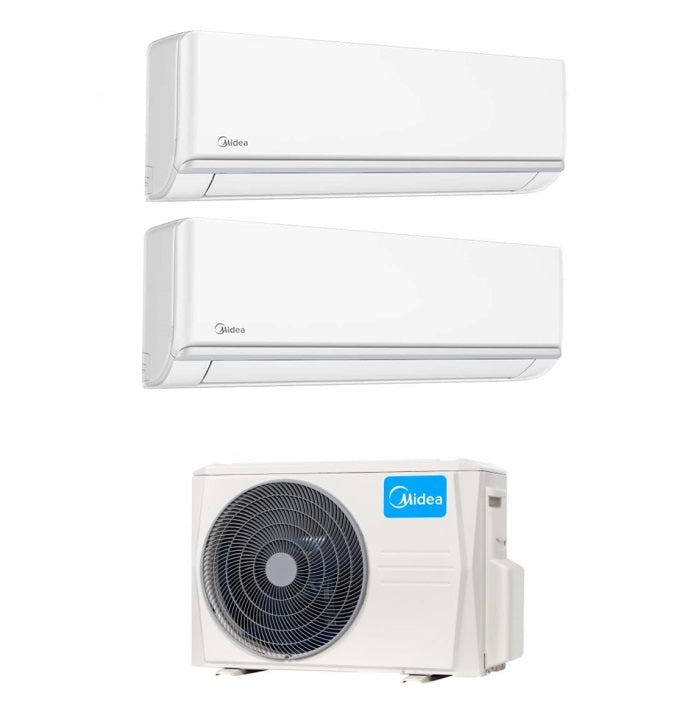 Climatizzatore Condizionatore Midea Dual Split Inverter Elegance 12000+12000 con M2OE-18HFN8-Q R-32 Wi-Fi Optional 12+12