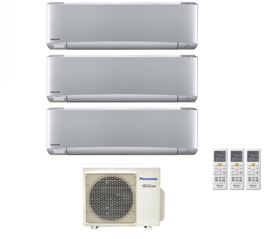 Climatizzatore Condizionatore Panasonic Trial Split Inverter Serie Etherea Silver 9+9+12 con CU-3Z52TBE R-32 Wi-Fi Integrato 9000+9000+12000 Argento