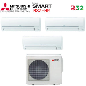 Climatizzatore Condizionatore Trial Split Mitsubishi Electric serie SMART MSZ HR 9000+9000+12000 con MXZ-3HA50VF Wi-Fi Optional 9+9+12 - NOVITA' Gas R-32