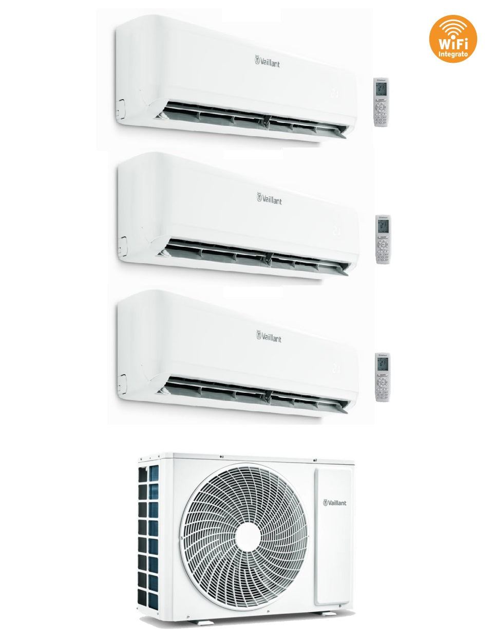 Climatizzatore Condizionatore Vaillant Trial Split Inverter serie climaVAIR PRO 9+9+12 con VAM1-070A3NO R-32 9000+9000+12000