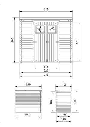 TIMBELA M310 Casetta da Giardino in Legno per Esterni 239x142xA200 cm/2.6m2