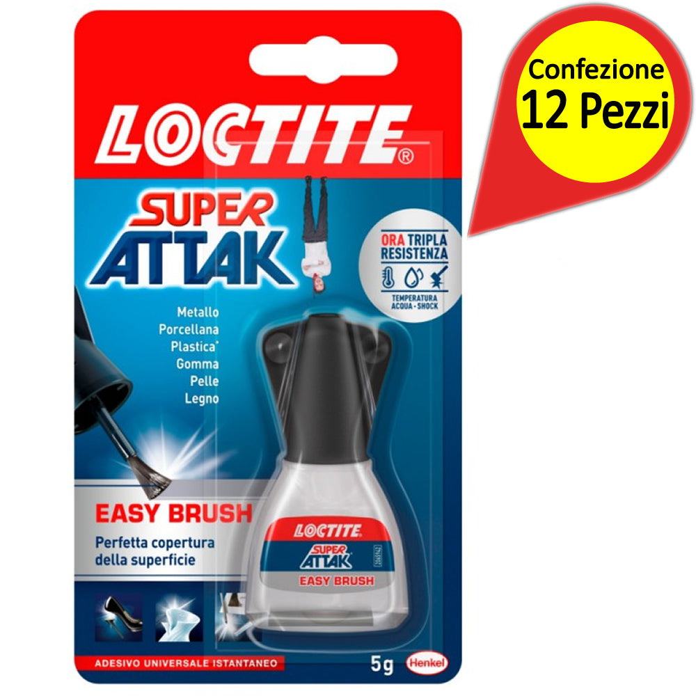 Loctite super attak easy brush confezione da 12 blister da 5 gr ciascuno