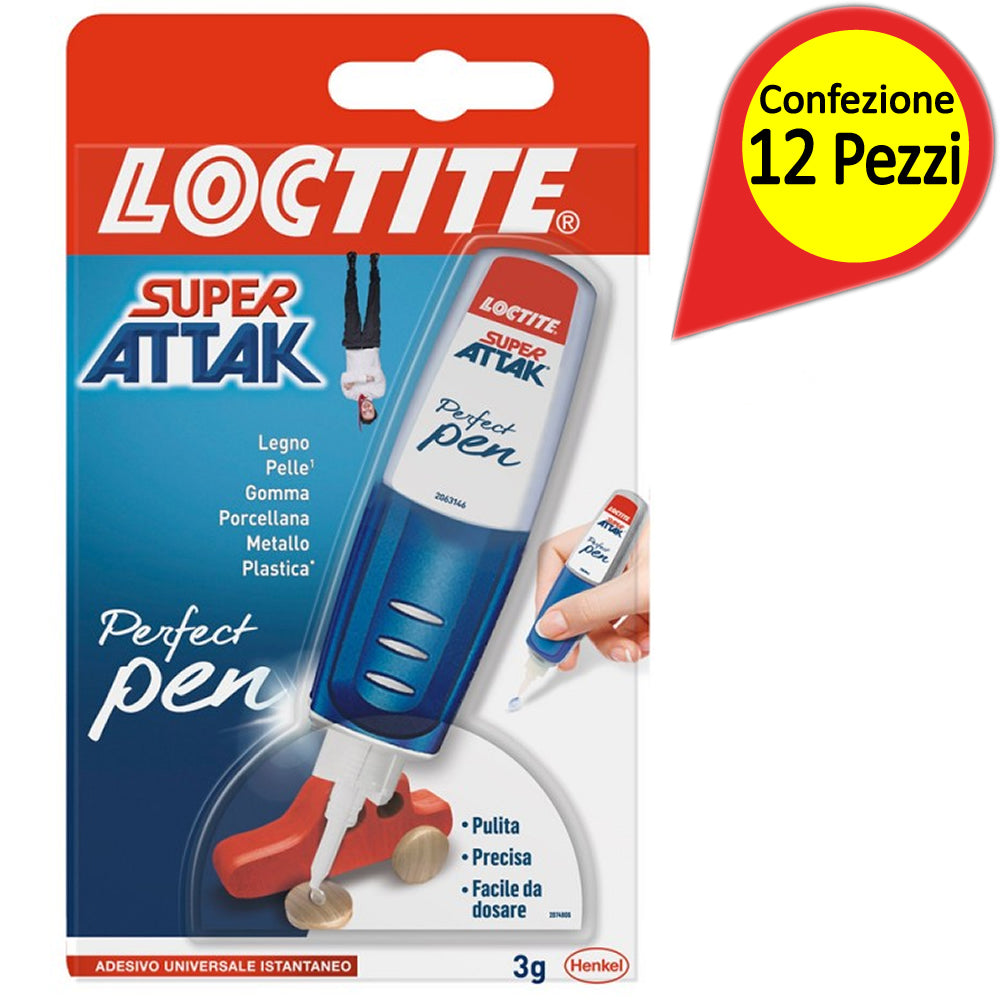 Loctite super attak perfect pen confezione da 12 pezzi