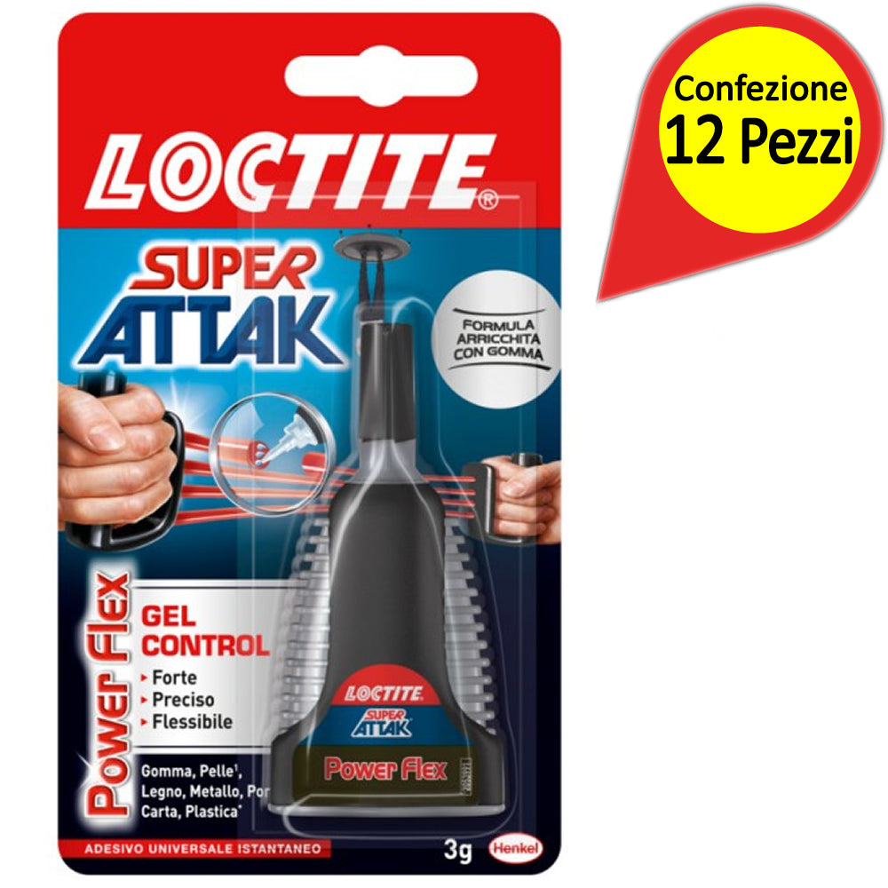 Loctite attak control power flex confezione da 12 blister da 3 gr ciascuno