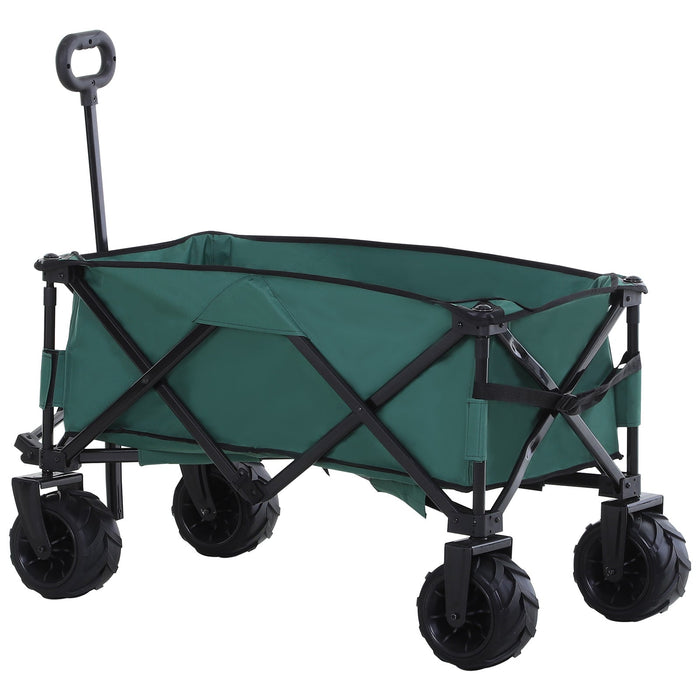 Carrello da Giardino Carico max 70kg con Maniglia Telescopica 108x55 cm in Metallo e Tessuto Oxford Verde