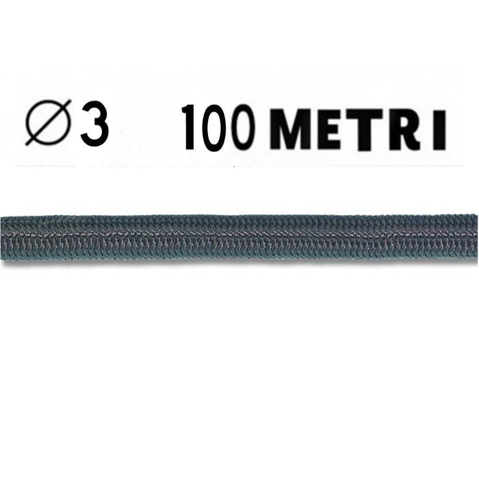 Corda elastica diametro 3 mm nera in bobina da 100 metri nautica