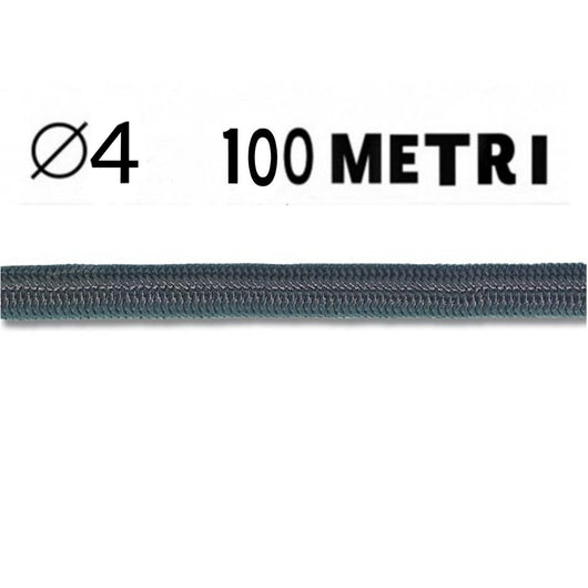 Corda elastica diametro 4 mm nera in bobina da 100 metri nautica