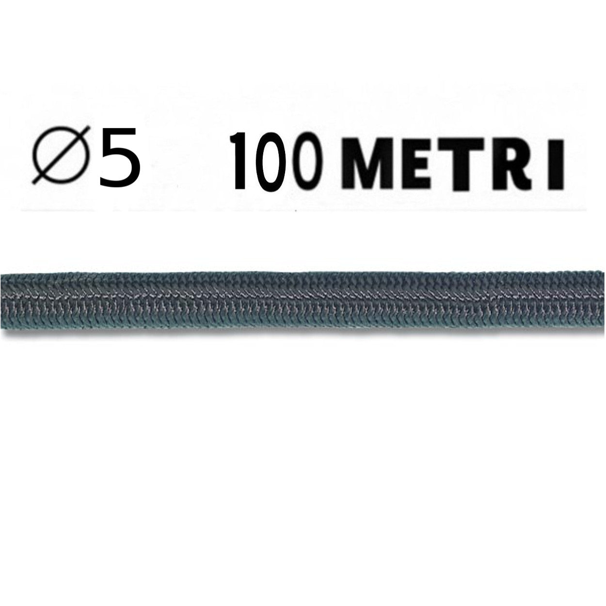 Corda elastica diametro 5 mm nera in bobina da 100 metri nautica