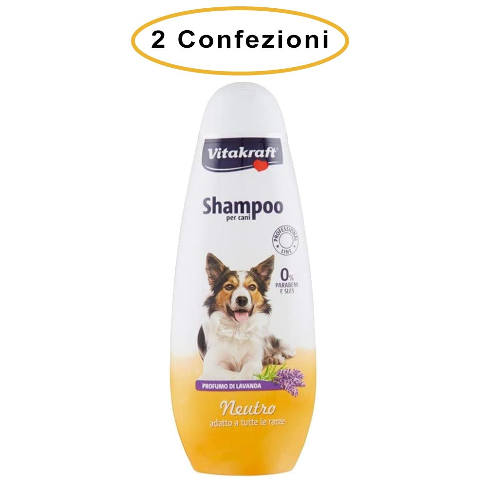 Vitakraft shampoo neutro per cani di tutte le razze profumo lavanda 2 confezioni da 250 ml