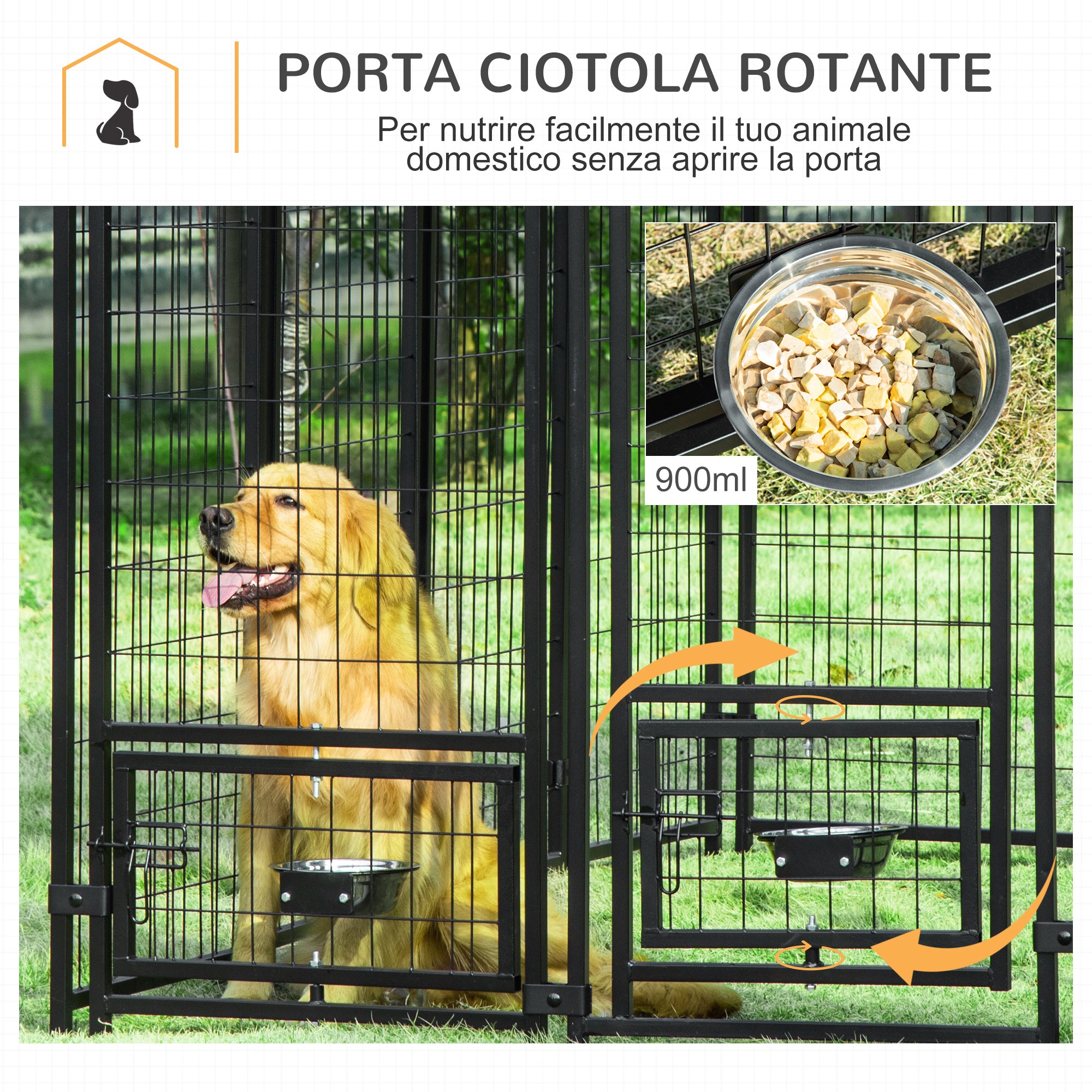 Kennel per  Cani da Esterno 244x122x183 cm in Acciaio e Tessuto Oxford Verde