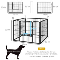 Recinto per Cani Pieghevole 82x82x60 cm in Metallo Grigio