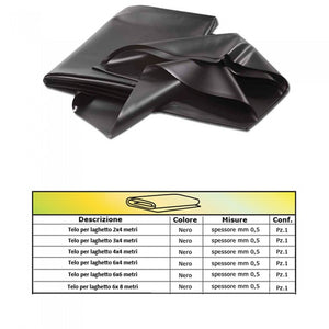 Telo per laghetto nero in pvc metri 3,00 x 4,00 mt