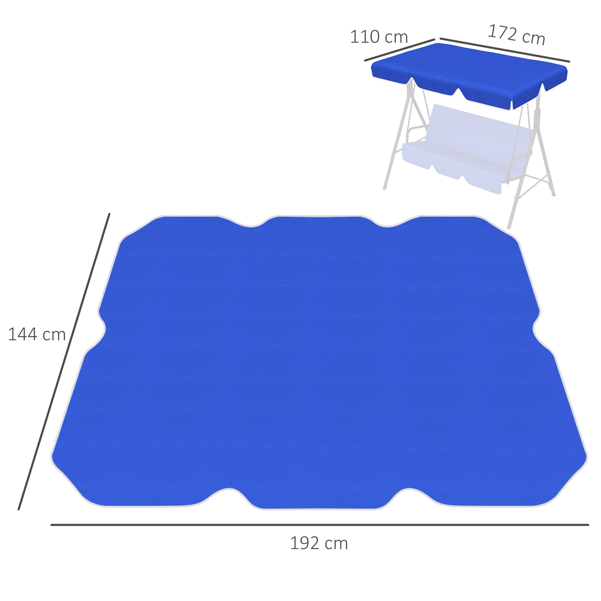 Tettuccio di Ricambio per Dondolo 192x144 cm in Poliestere Blu