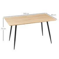 Tavolo da Pranzo per 4 Persone 140x80x76 cm in MDF e Acciaio Legno e Nero