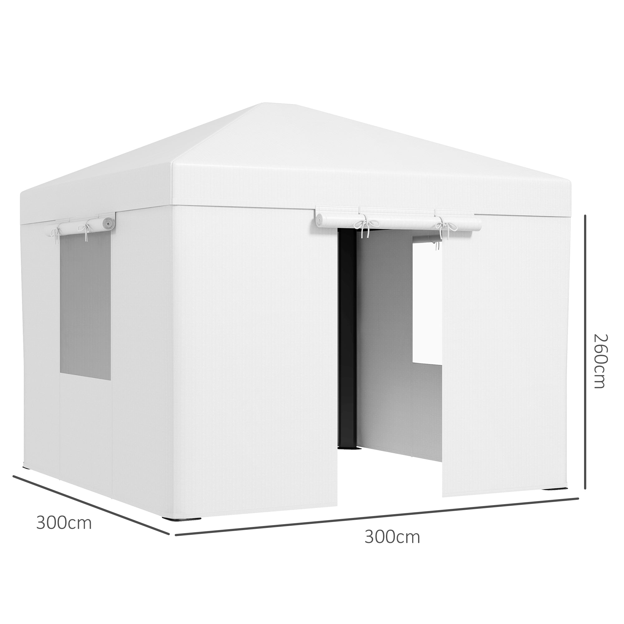 Copertura per Gazebo 3x3m con Porte a Cerniera e Finestre Bianco