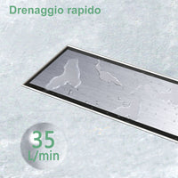 Canalina doccia a pavimento 140cm con panello piastrellabile in acciaio inox AICA ITALY scarico doccia 2-in-1 spazzolato