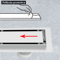 Canalina doccia a pavimento 80cm con panello piastrellabile in acciaio inox AICA ITALY scarico doccia 2-in-1 spazzolato