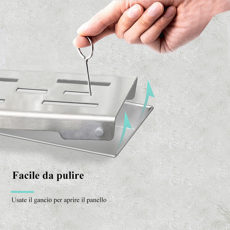 Canalina di scarico doccia in acciaio inox con griglia a righe 80cm Modello classico AICA ITALY