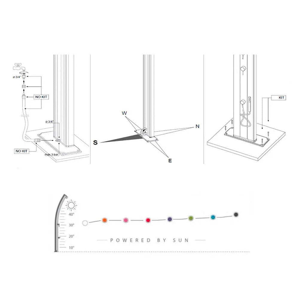 Doccia da Giardino Miscelatore Arkema Spring Fascia Inox Rosso