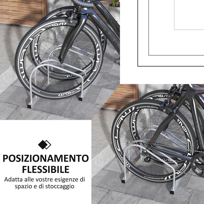 Rastrelliera Portabici per 2 Biciclette Posizione Regolabile in Acciaio 50x34x27,5 cm