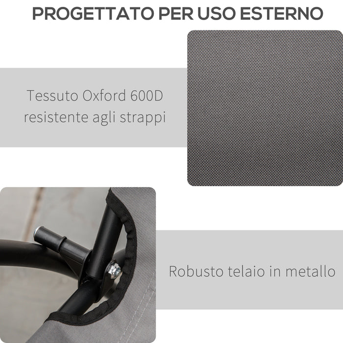 EasyComfort Sedia Pieghevole da Campeggio con Schienale Reclinabile su 2 Livelli e Cuscino Rimovibile, in Metallo e Tessuto Oxford Grigio