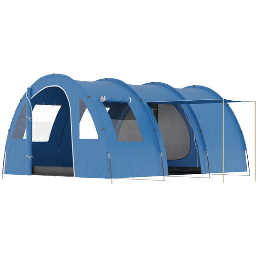 Easycomfort Tenda da Campeggio per 5-6 Persone con 2 Porte, Finestre e Tasche Portaoggetti, 475x315x215 cm, Blu