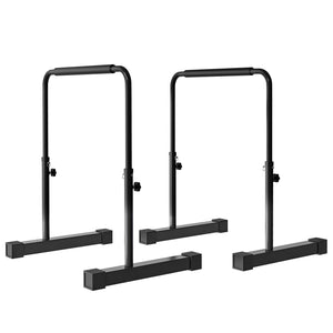 Set 2 Barre per Dip Parallele 4 Altezze Regolabili 70x50x80-105 cm Maniglie Antiscivolo in Acciaio Nero