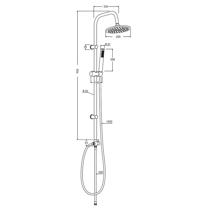 Colonna doccia attrezzata 025 ottone cromato soffione tondo doccetta *** materiale staffe a parete staffe in ottone, ...