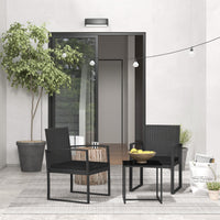 Set Tavolino e 2 Sedie da Giardino  Effetto Rattan Nero