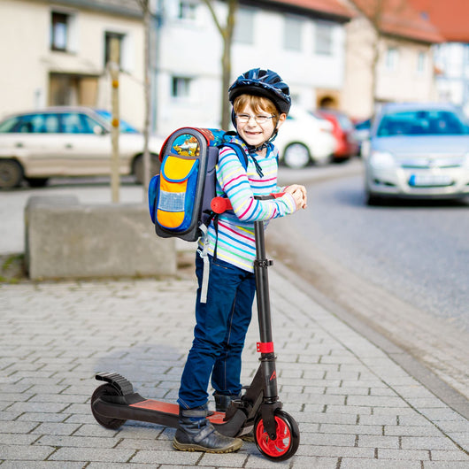 Monopattino Elettrico Pieghevole per Bambini Altezza Regolabile 75-80 cm Nero e Rosso