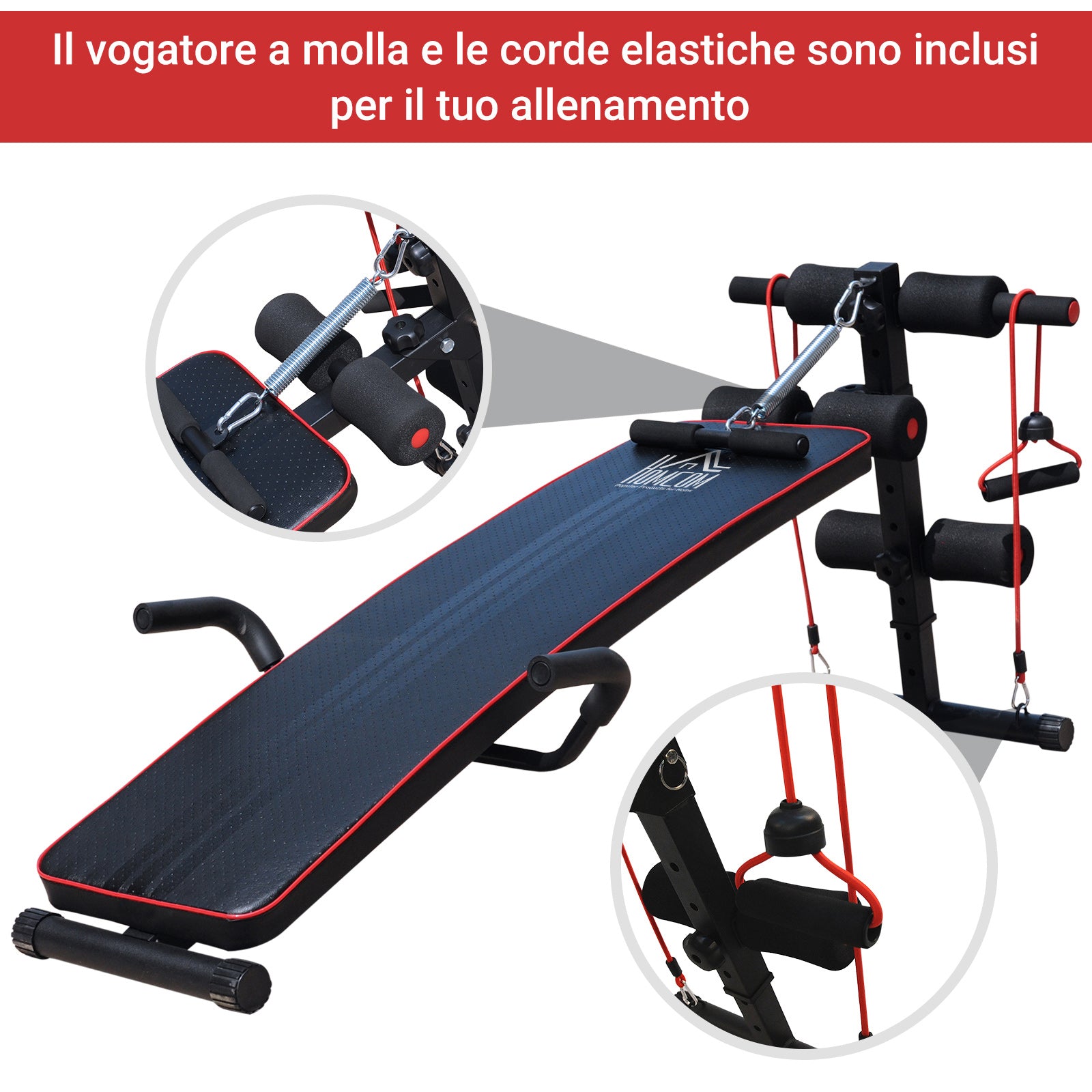 Panca Fitness per Addominali Inclinata Multifunzione Regolabile