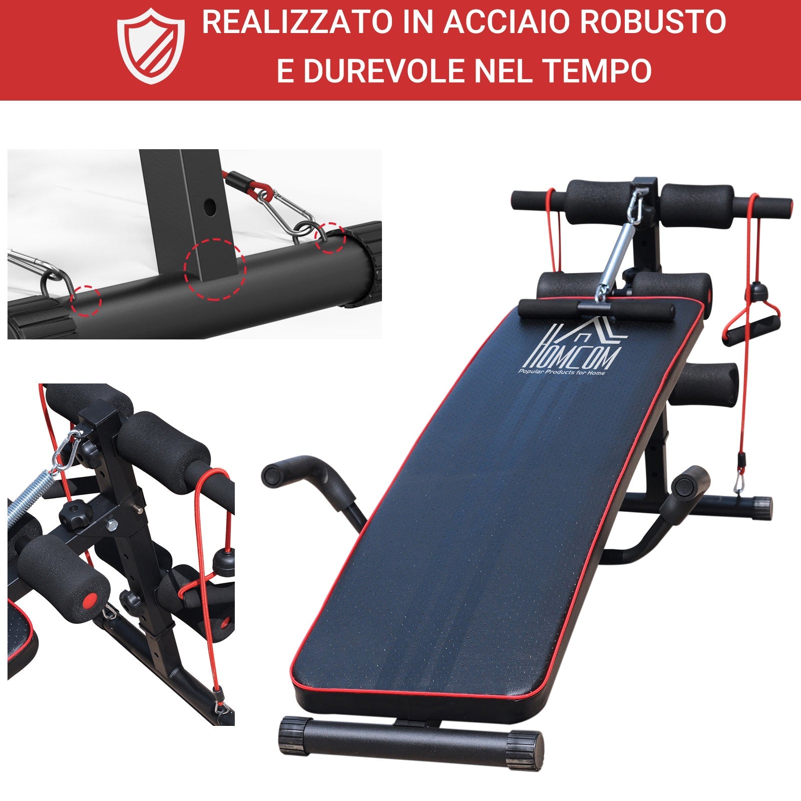 Panca Fitness per Addominali Inclinata Multifunzione Regolabile