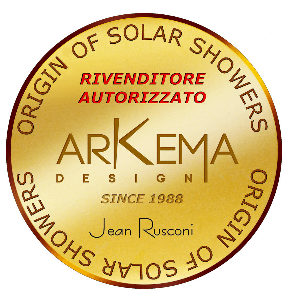 Doccia Solare da Esterno Giardino 30L Miscelatore Arkema Spring S Fascia Inox Champagne Bronze