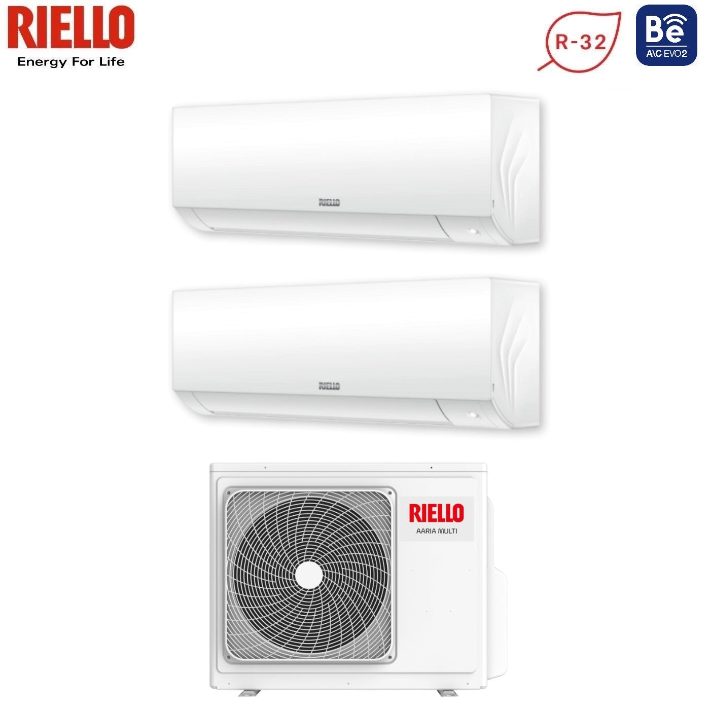 Climatizzatore Condizionatore Riello Dual Split Inverter serie AARIA PLUS I 9+18 con AARIA MULTI 475 PI R-32 Wi-Fi Integrato 9000+18000