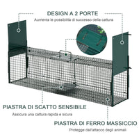 Easycomfort Gabbia Trappola per Gatti Randagi, Gabbia per Topi, Ratti e Nutrie con Doppia Porta, 100x25x28cm