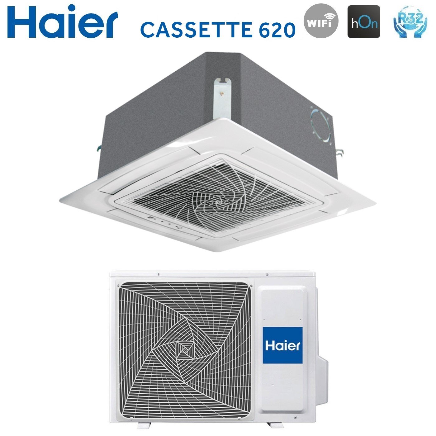 Climatizzatore Condizionatore Haier Cassetta a 4 Vie Inverter serie Cassette620 18000 Btu AB50S2SC2FA(H) R-32 Wi-Fi Integrato con Pannello Incluso