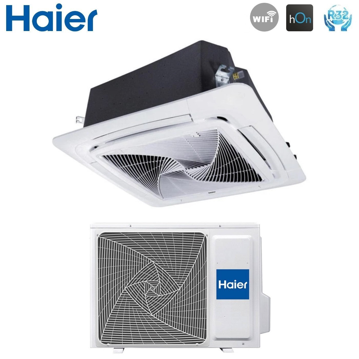 Climatizzatore Condizionatore Haier Cassetta 90x90 Round Flow 24000 Btu AB71S2SG1FA R-32 Wi-Fi Optional con Pannello No Sensor Incluso