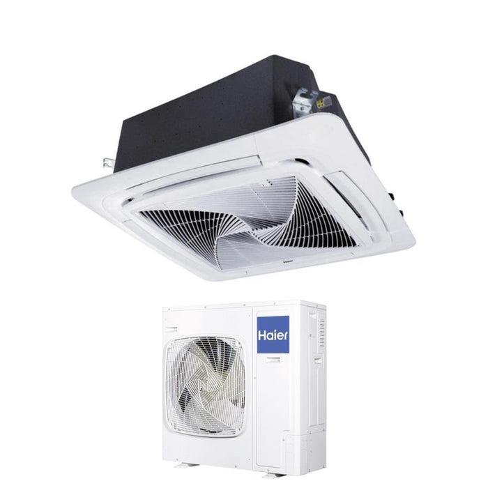 Climatizzatore Condizionatore Haier Cassetta 90x90 Round Flow 36000 Btu ABH105H1ERG Trifase R-32 Wi-Fi Optional con Pannello No Sensor Incluso Telecomando Infrarossi Haier YR-HQS01