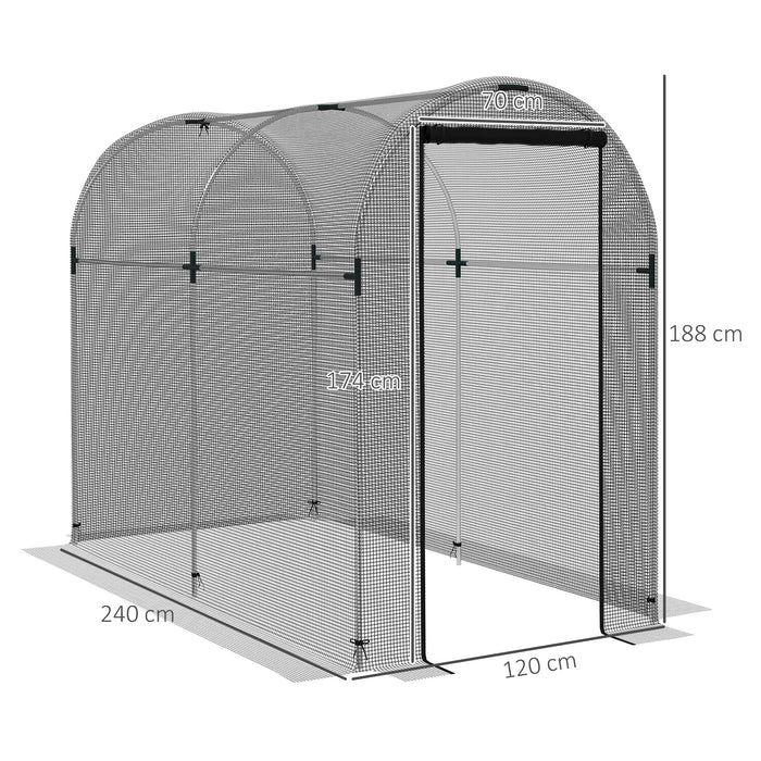 Serra a Tunnel per Piante con Rete e Porta a Cerniera 1,2x2,4x1,9m  Nero