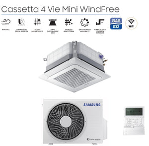 Climatizzatore Condizionatore Inverter Samsung Cassetta 4 Vie Mini Windfree 24000 btu R-32 AC071RNNDKG con pannello e comando a filo - NOVITA'