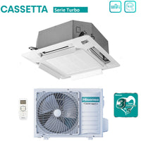 Climatizzatore Condizionatore Hisense Inverter a Cassetta serie TURBO 12000 Btu ACT35UR4RCC8 + AUW35U4RS8 R-32 Wi-Fi Optional Classe A++/A+ con Telecomando e Pannello Incluso